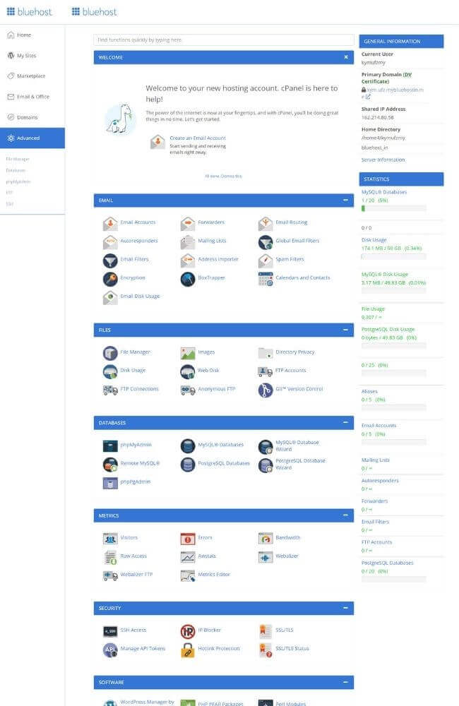 bluehost cpanel